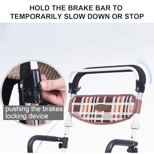 Andador plegable con asiento y cesta de almacenamiento, altura ajustable para personas mayores, soporta hasta 220 libras, ideal para asistencia de movilidad