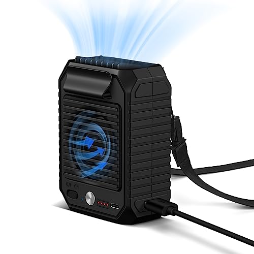 CulaLuva Portable Waist Clip Fan, 10000mAh Battery Cool Clip Fan, Hands-free 3 Speeds Personal Belt Clip Fan, Body Fan for Outdoor Works, Traveling, Hiking, Camping, Housework