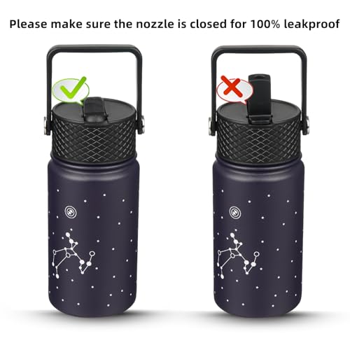 Image of BJPKPK Insulated Water Bottle, 15oz Stainless Steel with Straw Lid