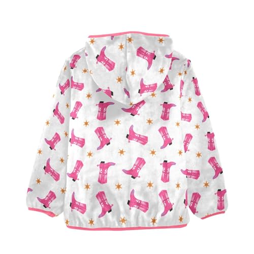 Western Cowboy Boots Toddler Fleece Jacket Baby Girls Hooded Zipper Long Sleeve Thick Warm Outerwear 3-10 Years2