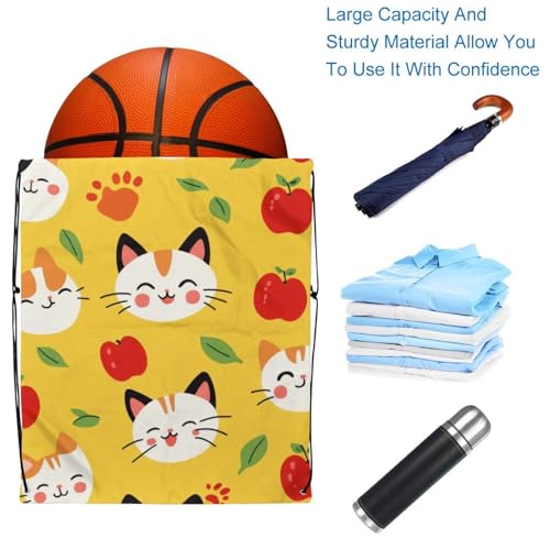Sac pliable à cordon chat jaune étanche et ultra léger lot de 2 pièces