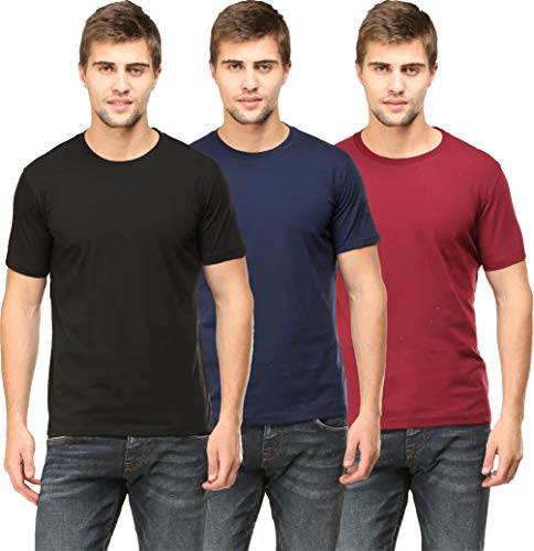 Image of RSO Outfits Men's Regular Fit Plain Half Sleeve Round Neck T-Shirt Combo Pack of 3