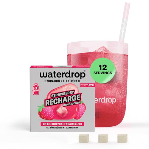 waterdrop Electrolyte Strawberry Sugar-Free Electrolytes for Fitness & Hydration 12 Drops with Magnesium Calcium Chloride Sodium + Zinc Water Flavouring Hydration Tablets in Strawberry Flavour
