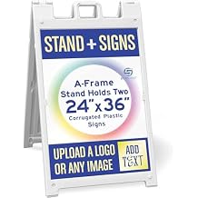 Sign Stand with Prints - One White Signicade Deluxe A-Frame with 2 custom signs