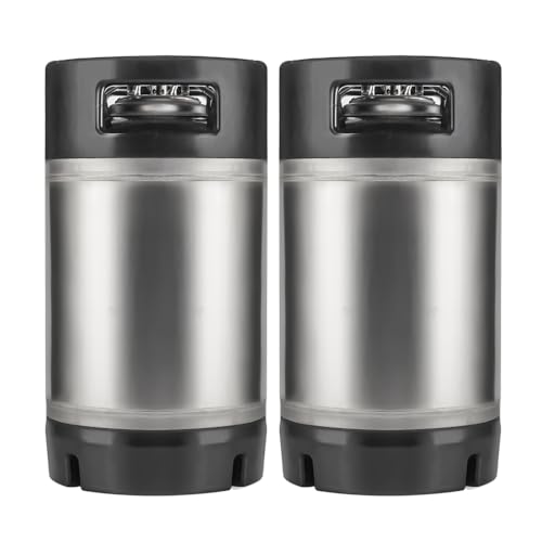 TMCRAFT New 3 Gallon Ball Lock Keg, Stainless Steel Beer Keg with Dual Rubber Handle for Home Brew- 2 Pack