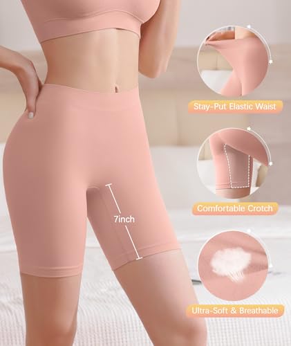 BESTENA 3 Pack Slip Shorts Seamless Smooth Workout Yoga Bike Shorts for Women Under Dresses