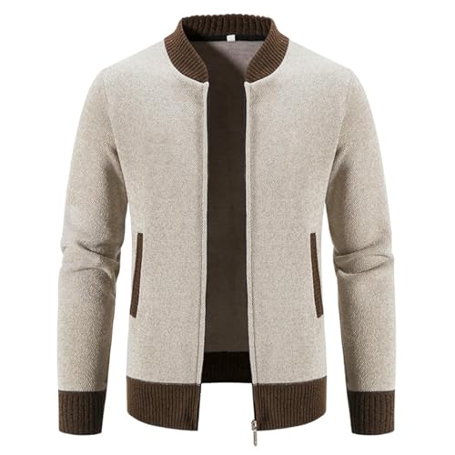 Cardigan en tricot pour homme à col montant épais veste chaude style coréen