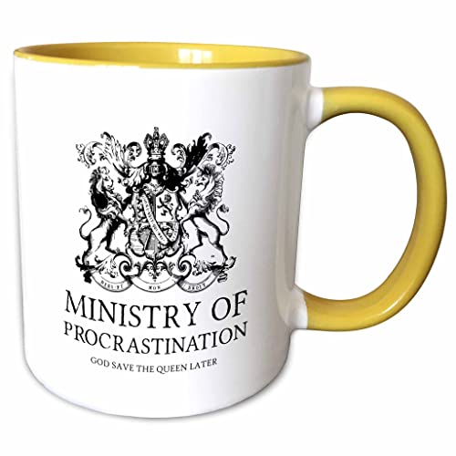 3dRose Ministry of Procrastination- Funny British 11oz Two-Tone Yellow Mug