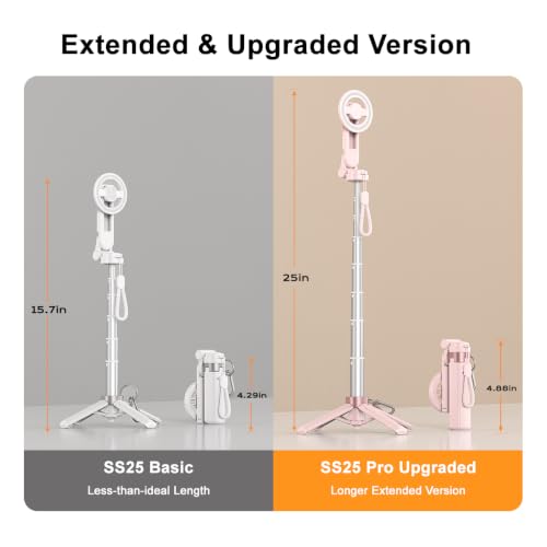Image of Upgrated 5-in-1 Magnetic Selfie Stick with Remote for Cell Phone 360 Rotation.Can Transforms into Mini Tripod /Camera Grip /Handheld Stabilizer /Phone Stand.Extend to 25 inches