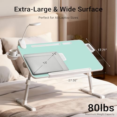 Image of iXTRA Adjustable Laptop Lap Desk with Cooling Fan USB Light for Adults