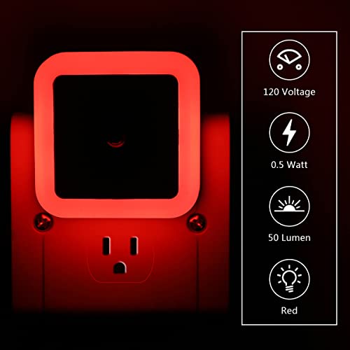 KINUR 6 Pack LED Night Light, LED Night Lights Plug into Wall with Dusk to Dawn sensors for Bathroom, Baby Nursery,Stair Lights, Hallway Light, Red, Blue, Amber — view 3