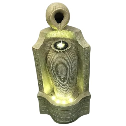 Art Mania Fiberglass Yellow Jug Water Fountain Indoor Outdoor Fountain for Home Office Living Room Dcor with LED Lights and Water Pump-image-34