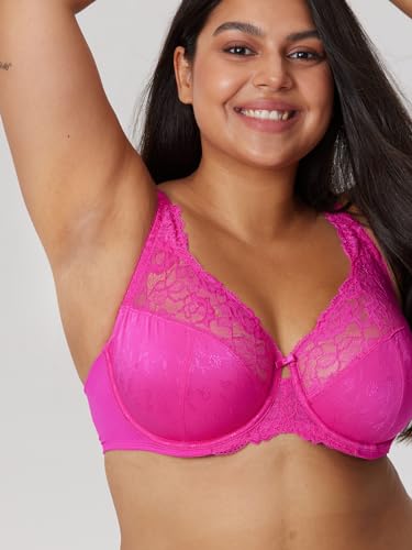 Image of DELIMIRA Women's Plus Size Full Coverage Underwire Unlined Minimizer Lace Bra