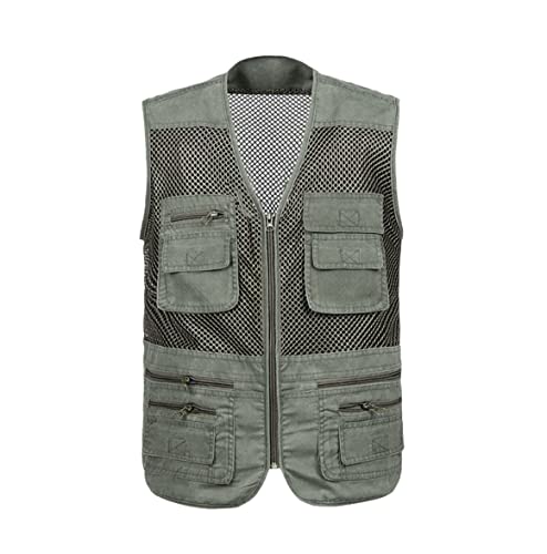 Men Multi-Pocket Classic Waistcoat, Sleeveless Unloading Solid Coat Work Vest, Photographer Mesh Vest Jacket