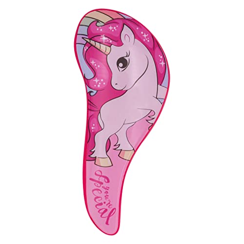 SRV Hub® Desenredante de cabello con personajes de Disney para pelos rizados, cepillo para desenredar el cabello, cepillo curvado para niñas (cepillo especial de unicornio) Cover