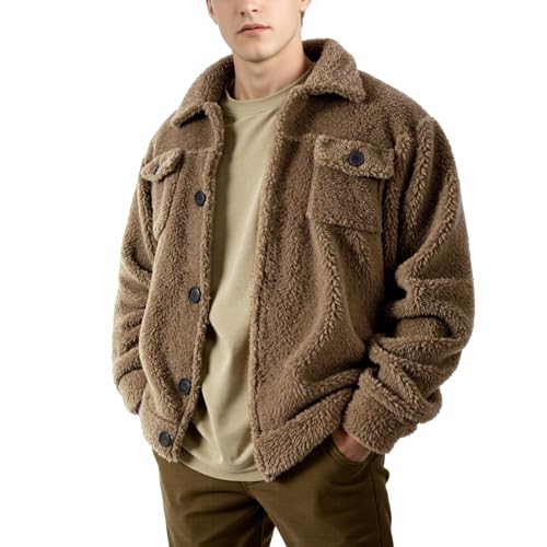 Amazon.com: GINGTTO Mens Puff Faux Fur Sweatshirts Button Fuzzy