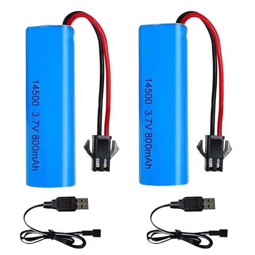 Dhqkqg 2 Pcs 3.7V 800mah Li-Ion Battery, Rechargeable Lithiu
