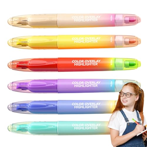Rotuladores de colores, 6 rotuladores fluorescentes, rotuladores de doble extremo para adolescentes, niños y adultos, colorear, subrayar, resaltar