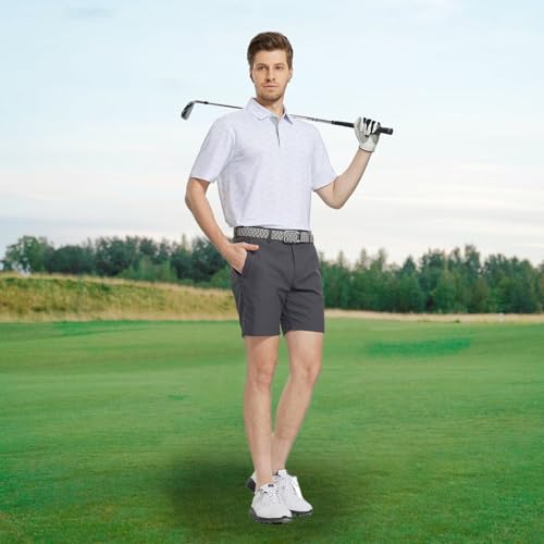Image of M MAELREG Mens Golf Shirt Short Sleeve Dry Fit Print Moisture Wicking Performance Patterns Collared Polo Shirt