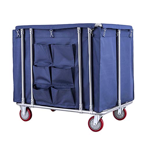 DFEDHF Trolleys,Beauty Salon Cart Trolley le Laundry Storage Cart, Heavy Duty Cart for School Hotels, Washable Rolling Laundry Sorter Cart with Storage Bags/Beige