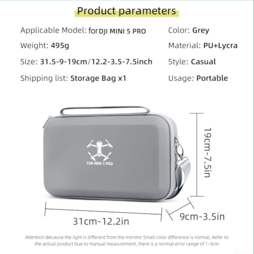 Funda DJI Mini 5 Pro rígida contra salpicaduras con correa de piel ajustable 4