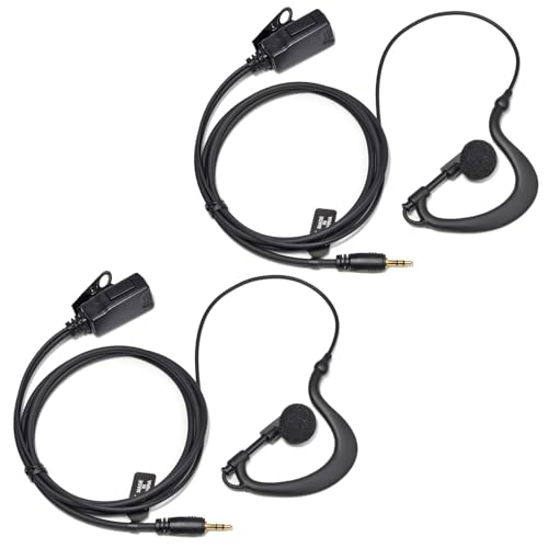 Earpiece with Mic for Cobra Walkie Talkie, Two Way Radio Ear Piece Headset with Soft G Shape Ear Hook for Cobra ACXT145 ACXT1035R ACXT545 ACXT390 ACXT345 CXT195, Pack of 2