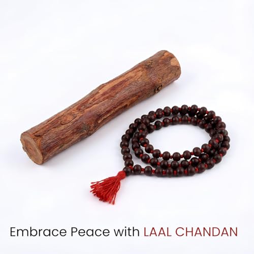 Image of Red Sandalwood Mala | Lal Chandan Mala 108 Beads | Red Chandan Mala | Lal Chandan Mala 108 Beads Original Certified | For Wearing , Meditation, Jaap & Pooja