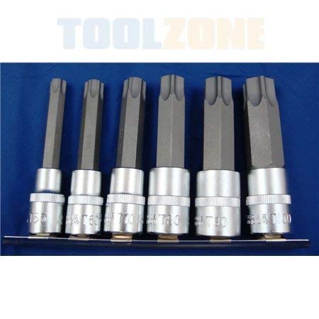 1/2"" Drive Star Torx Key Set T55 T60 T70 T80 T90 T100 Cr-v 100mm Long Jumbo Rail