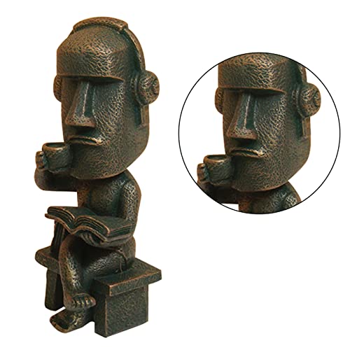 Crcah Moai Statue Decor - 6 Inch Easter Island Oranment Resin Stone Decoration For Room Accessories Antique Sculpture For Office Desktop (Read A Book) #TOP2