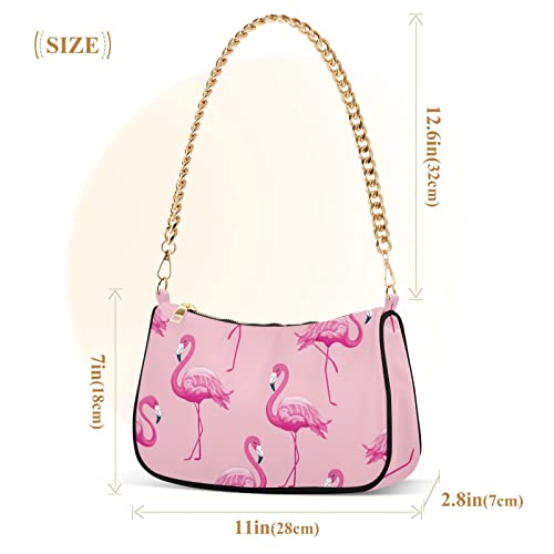 OTVEE Exotic Pink Flamingo Birds Shoulder Bags for Women Small Handbags Mini Clutch Purse3