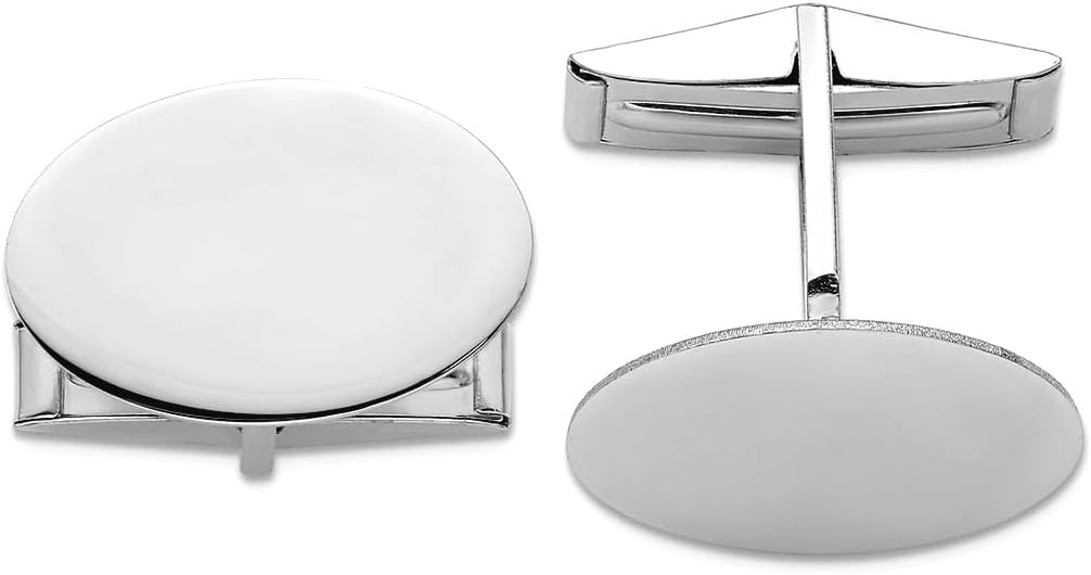 18mm 14k White Gold Mens Oval Cuff Links Cuff Link for Men