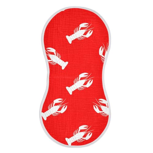MCHIVER Crawfish Red Cartoon Baby Burp Cloths Cotton Washcloths Soft Absorbent Burping Rags for Baby Girl Boys Newborn Towel 4 Pack