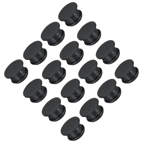 Image of TOP-VIGOR 16Pcs Silicone Snap in Locking Hole Plugs, 14mm Diameter Hole Stoppers, Rubber Panel Seal Cover Flush Type Panel Round for Kitchen Rubber Bulkheads Waterproof Sealing Plugs, Black