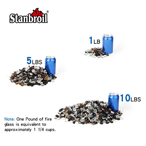 Stanbroil 10-Pound Blended Fire Glass Beads - 1/2 Inch Fire Glass Drops Blend Onyx Black, Crystal Ice, Caramel Reflective For Indoor And Outdoor Gas Fire Pits And Fireplaces #TOP2