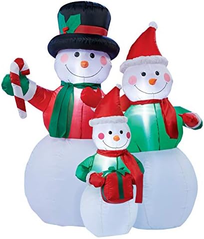 XKAUDIE Collections Etc Inflatable Snowman Family Outdoor Winter Decor