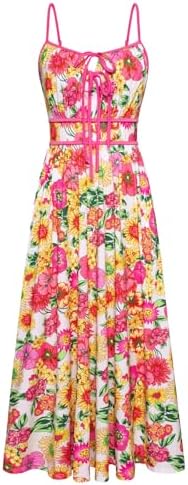GRACE KARIN Women's 2025 Summer Casual Floral Boho Dress Spaghetti Strap Flowy Beach Maxi Dresses