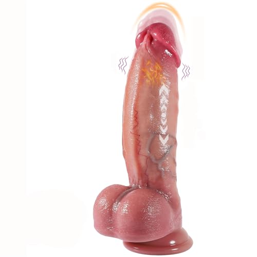 Thrusting Dildo Vibrating Huge Thick Dildo Vibrator Relistic Penis G Spot Vibrator Dildos with Remote 10 Thrusting & 10 Vibrating & Heating for G Spot Stimulation Suction Cup Anal Sex Toys for Women