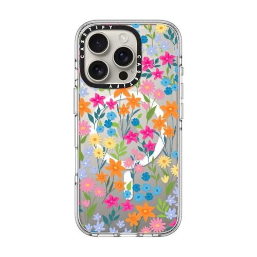 Coque compatible MagSafe iPhone 16 Pro CASETiFY transparente à motif floral - 3