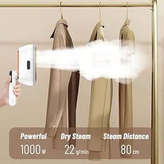 Défroisseur Vapeur 2-en-1 Portable & Fer à Repasser - 1000W, Chauffage Rapide 10s, Panneau de Céramique, Manche Pliant - Pour Vêtements, Cheveux, Rideaux - Idéal Maison, Voyage, Bureau