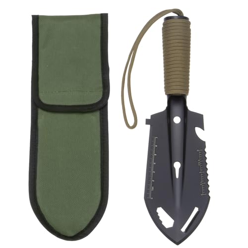 HARFINGTON Multifunctional Camping Shovel 9 in 1 Multi-Purpose Backpacking Shovels with Carrying Bag for Outdoor Camping Hiking, Black Khaki