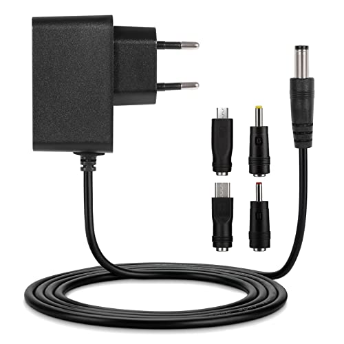 Aukru 5v 3a EU Fuente de alimentación Universal con 4 Conexiones de Enchufe para Enrutadores/Telefono movil/Tablet/Altavoces/LCD/Cámaras de CCTV/TV Box Cover