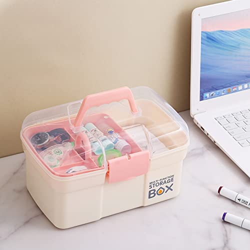 11'' Plastic Storage Box with Removable Tray, Multipurpose Organizer for Sewing, Art & Craft, Cosmetic (White) - Image 6