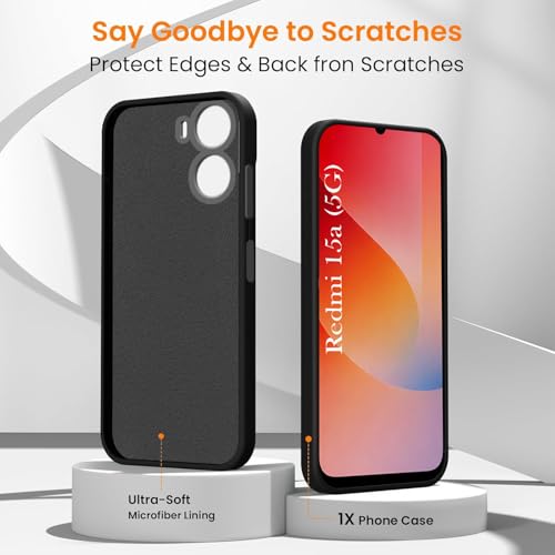 Image of Jkobi Rubberised Back Cover Case for Redmi 15A 5G (Textured Grip Design | Micro-Fiber Cloth Inside | Slim and Light Weight | Soft Touch and Feel)