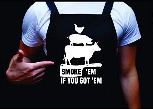 Dabbledown Smoke 'Em If You Got 'Em, Manly Apron, Funny BBQ Apron for Men, Men’s Apron for Grilling Gifts for Men, Grilling Apron