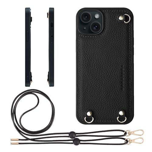 HANATORA for iPhone 15Plus �P�[�X MagSafe �Ή� �{�v �ϏՌ� �o���p�[�^ �X�}�z�P�[�X �X�}�z �V�����_�[�X�g���b�v �t�� �V�������N���U�[ �M�t�g �}�O�Z�[�t�Ή� �u���b�N D3GZ-15Plus-Black