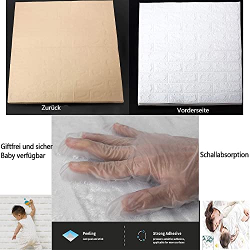 ybaymy 10 Stück 3D Tapete Wandpaneele Selbstklebend Wasserdichter PE-Schaum Steinoptik Ziegel Tapete Moderne Wasserdicht Wandaufkleber 77 x 70cm für Wohnzimmer, Schlafzimmer,Badezimmer Decor