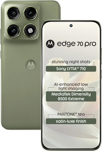 Image of Motorola Edge 70 Pro 5G (Satin-Luxe Pantone Tea Green, 12GB RAM, 256GB Storage) | MediaTek Dimensity 8500 Extreme Processor | 50MP + 50MP Dual Rear Camera | 50MP Front Camera |6.8-inch Display|