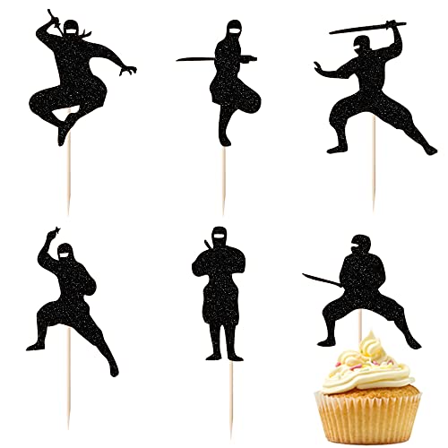 12-Piece Set Ninja Cupcake Toppers Assembled Martial Arts Karate Kung Fu Warriors Cupcake Picks Decorations For Ninja Theme Baby Shower Kids Birthday Party Supplies Cake Decorations #TOP21