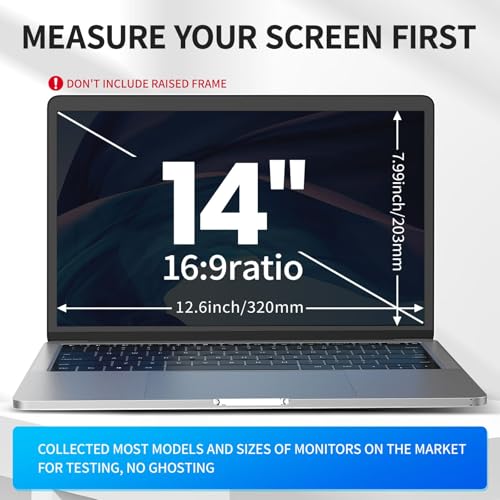Image of Laptop Privacy Screen 14 inch, 9H Hanging Privacy Screen for Laptop for 16:9, Acrylic HD Eye Protection Anti Glare Blue Light Laptop Screen Privacy Filter