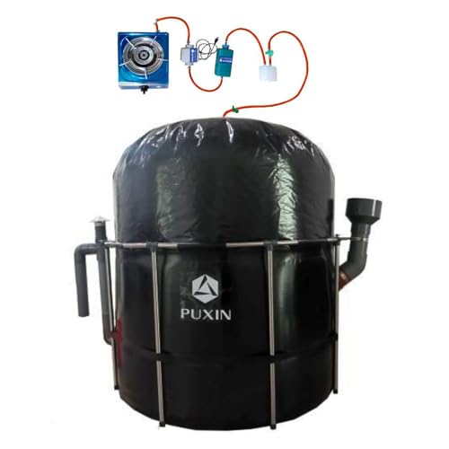 PUXIN Home Bio Gas Digester System, Model PX-2.65, 59 * 59inch, DIY Biodigestor Kit, Make Your Own Biodigester System, Treat Food Residue Pig Waste Cow Manure, Get Biogas Fuel for Home Cooking